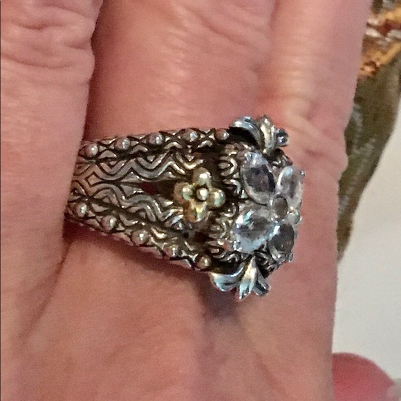 Barbara Bixby White Topaz Sterling Silver and 18k gold ring. - Picture 4 of 10